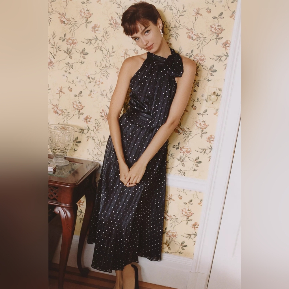 Anthropologie x Sachin & Babi Polka Dot Halter Midi Dress - Picture 2 of 10